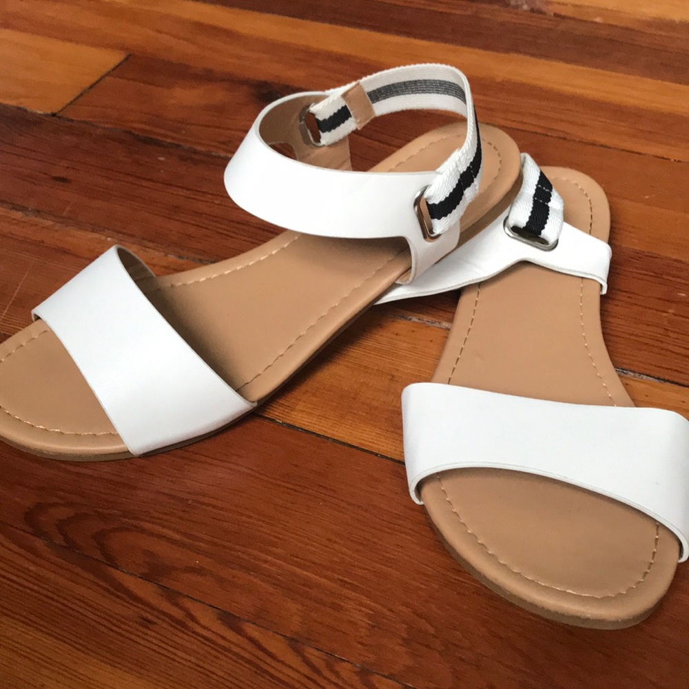 White banded sandals